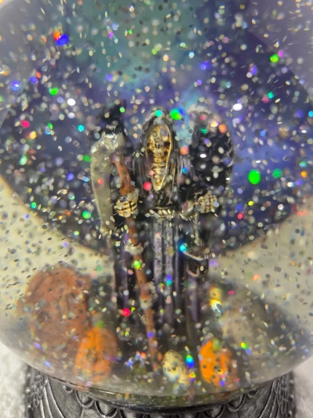 Pumpkin Hollow Water Grim Reaper Color Changing Glitter Lantern